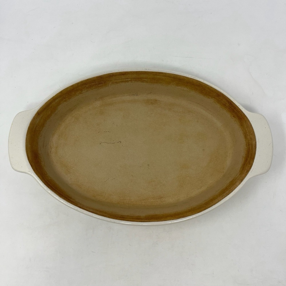 Pampered Chef Family Heritage Stoneware Dish Oval Au Gratin Ivory Made in USA